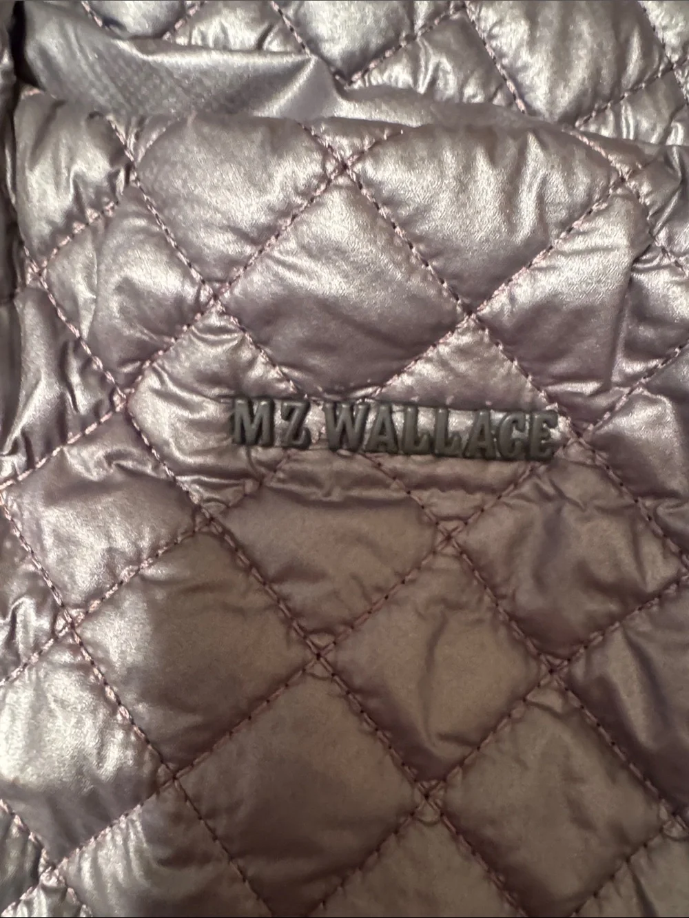 MZ Wallace Quilted Metallic Gray Tote